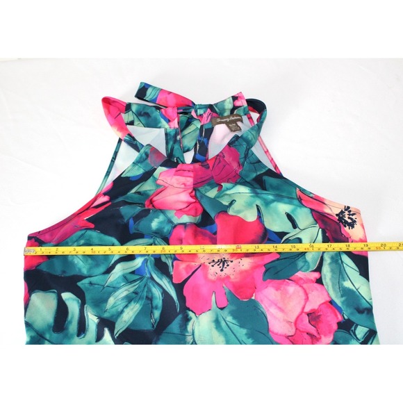 TOMMY BAHAMA Women's Multicolor Floral Tropical Tie Hawaiian Halter Tank Top Med - Picture 3 of 7